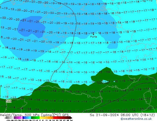 Height/Temp. 500 hPa GFS Sa 21.09.2024 06 UTC