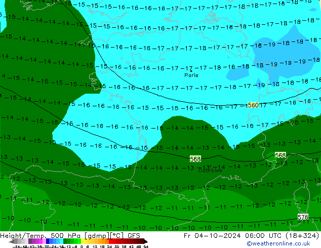 Height/Temp. 500 гПа GFS пт 04.10.2024 06 UTC