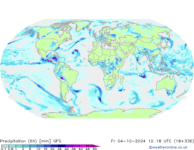 Precipitation (6h) GFS Fr 04.10.2024 18 UTC