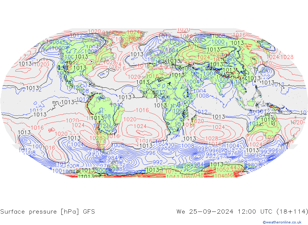 ciśnienie GFS śro. 25.09.2024 12 UTC