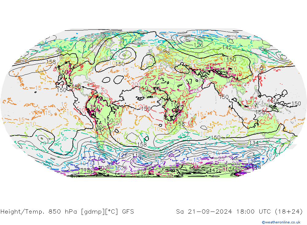 Z500/Yağmur (+YB)/Z850 GFS Cts 21.09.2024 18 UTC