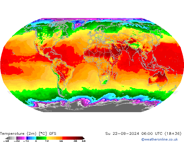 Temperatura (2m) GFS dom 22.09.2024 06 UTC