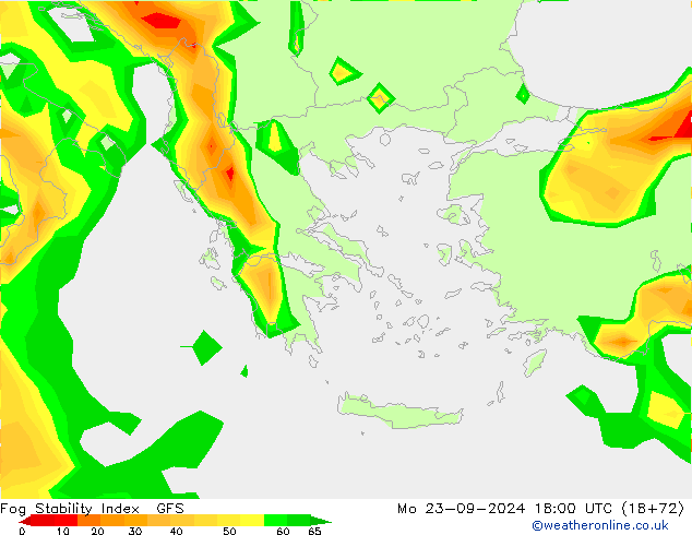 Fog Stability Index GFS Mo 23.09.2024 18 UTC