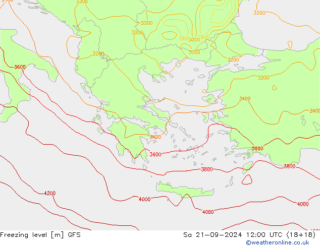 Freezing level GFS So 21.09.2024 12 UTC