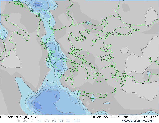 RH 925 hPa GFS Th 26.09.2024 18 UTC