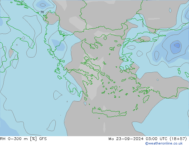 RH 0-300 m GFS  23.09.2024 03 UTC