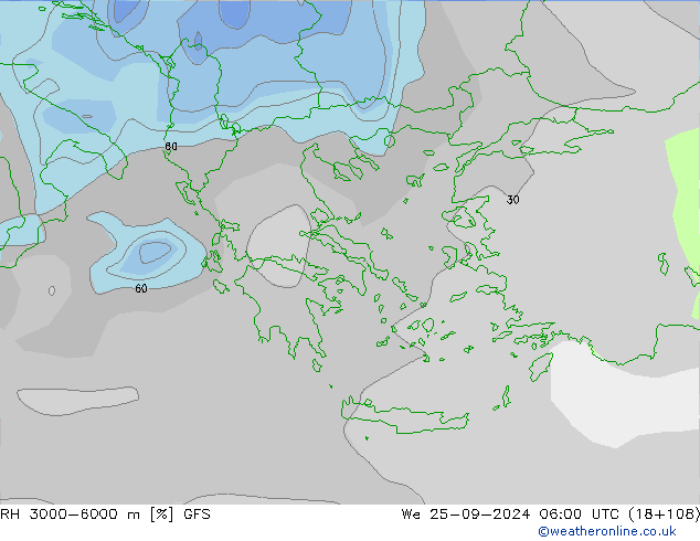 RH 3000-6000 m GFS Mi 25.09.2024 06 UTC