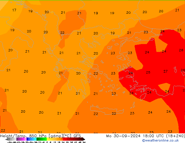 Z500/Rain (+SLP)/Z850 GFS pon. 30.09.2024 18 UTC