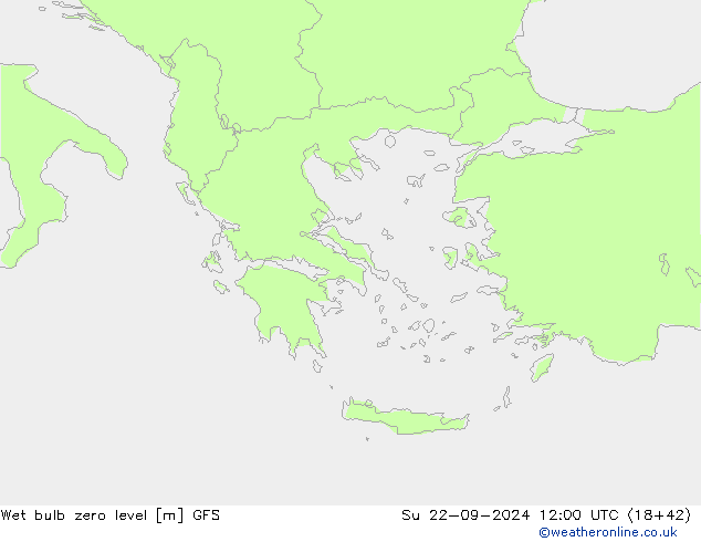 Wet bulb zero level GFS  22.09.2024 12 UTC