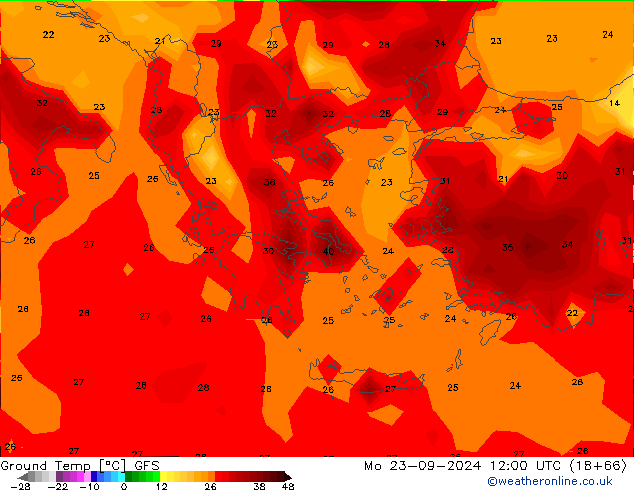 Ground Temp GFS Mo 23.09.2024 12 UTC