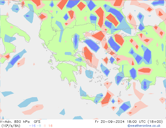 V-Adv. 850 hPa GFS Fr 20.09.2024 18 UTC