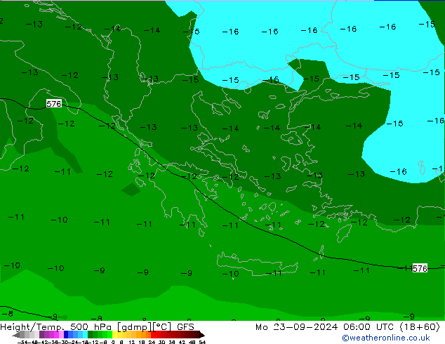 Z500/Rain (+SLP)/Z850 GFS пн 23.09.2024 06 UTC