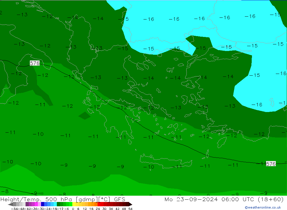 Height/Temp. 500 hPa GFS Po 23.09.2024 06 UTC