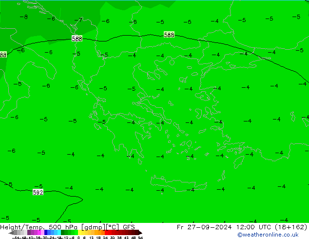 Z500/Rain (+SLP)/Z850 GFS ven 27.09.2024 12 UTC