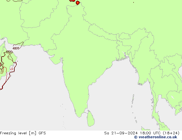 Freezing level GFS so. 21.09.2024 18 UTC
