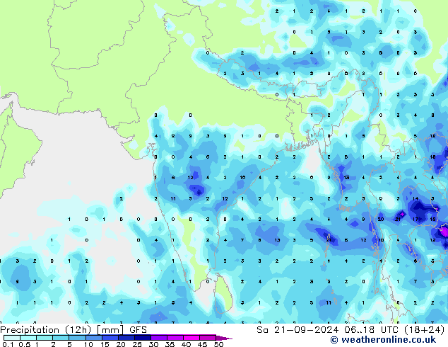 осадки (12h) GFS сб 21.09.2024 18 UTC