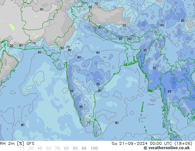 RH 2m GFS  21.09.2024 00 UTC