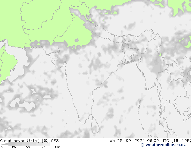 nuvens (total) GFS Qua 25.09.2024 06 UTC