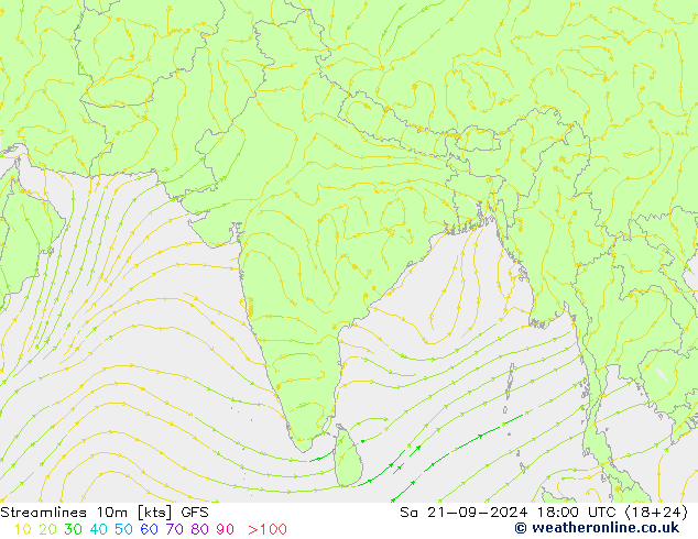 ветер 10m GFS сб 21.09.2024 18 UTC