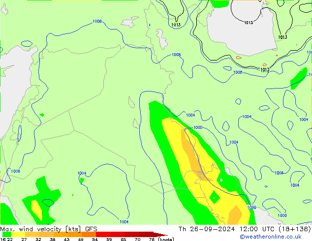 Max. wind velocity GFS Th 26.09.2024 12 UTC