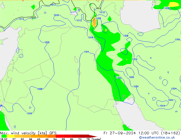 Max. wind velocity GFS  27.09.2024 12 UTC