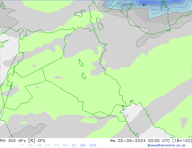 RV 300 hPa GFS wo 25.09.2024 00 UTC