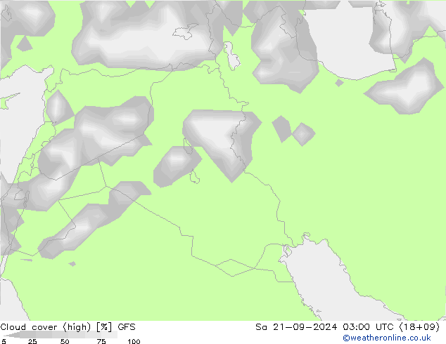 nuvens (high) GFS Sáb 21.09.2024 03 UTC