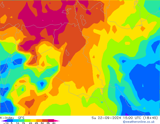 K-İndeksi GFS Paz 22.09.2024 15 UTC