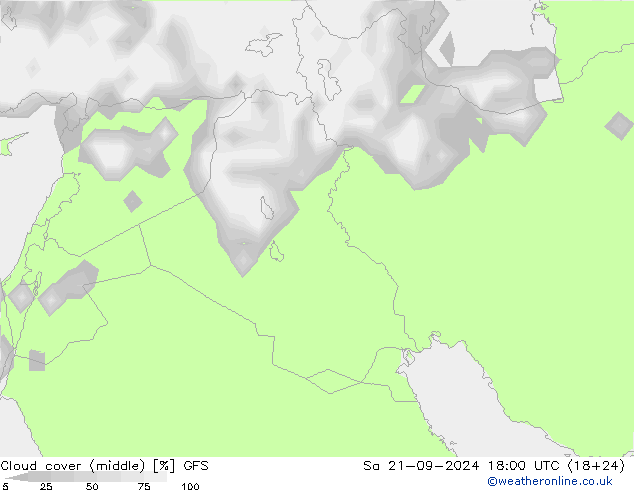 Cloud cover (middle) GFS Sa 21.09.2024 18 UTC