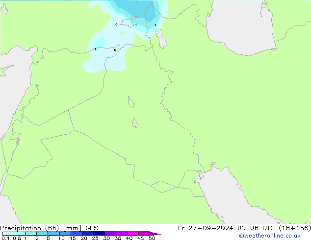 Precipitation (6h) GFS Fr 27.09.2024 06 UTC