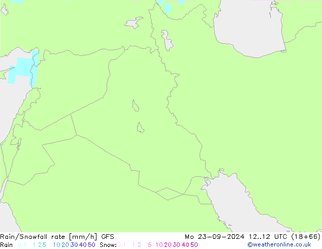 Rain/Snowfall rate GFS lun 23.09.2024 12 UTC