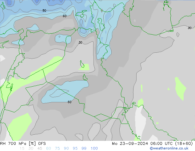 RH 700 hPa GFS Mo 23.09.2024 06 UTC