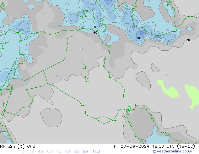 RH 2m GFS pt. 20.09.2024 18 UTC