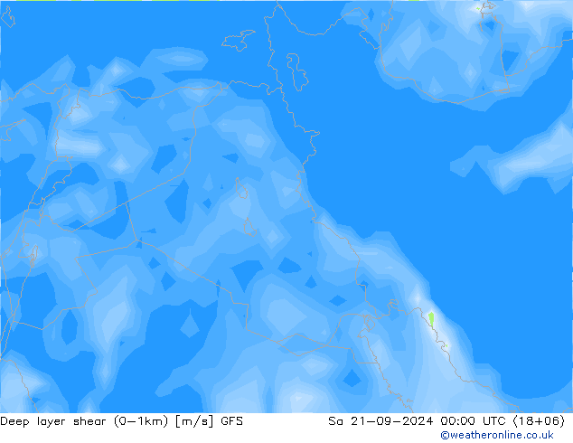 Deep layer shear (0-1km) GFS Sa 21.09.2024 00 UTC