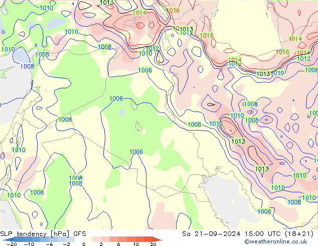SLP tendency GFS So 21.09.2024 15 UTC