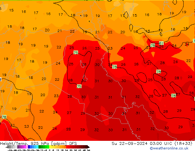 Height/Temp. 925 гПа GFS Вс 22.09.2024 03 UTC