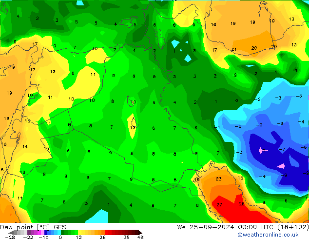 Dew point GFS We 25.09.2024 00 UTC