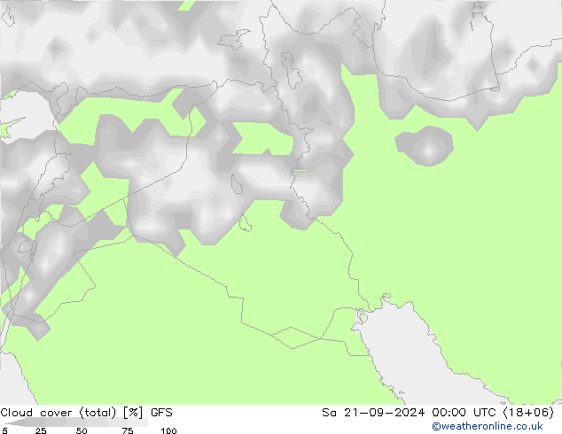 Bewolking (Totaal) GFS za 21.09.2024 00 UTC