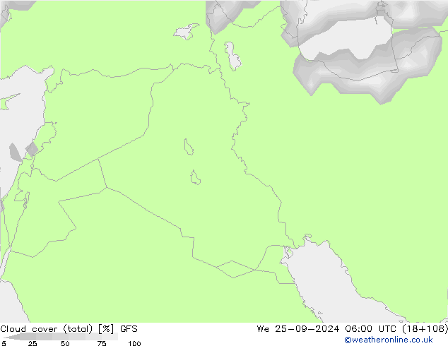 Bewolking (Totaal) GFS wo 25.09.2024 06 UTC