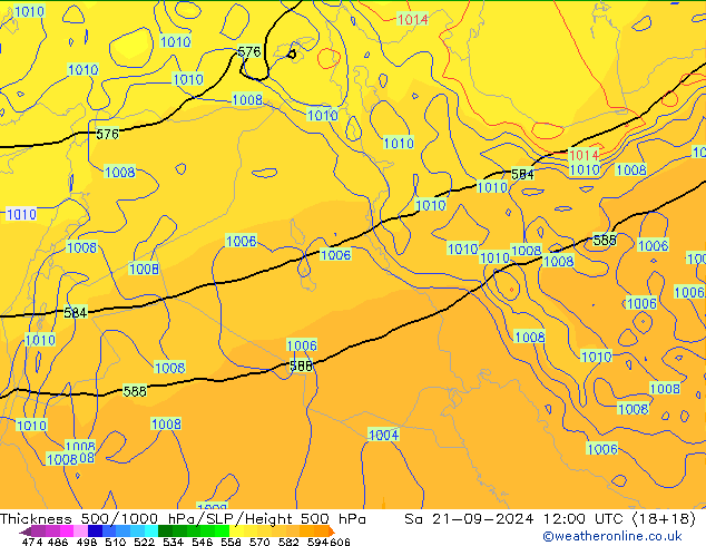 Thck 500-1000hPa GFS sam 21.09.2024 12 UTC