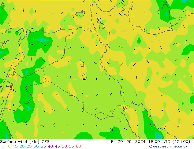 ветер 10 m GFS пт 20.09.2024 18 UTC