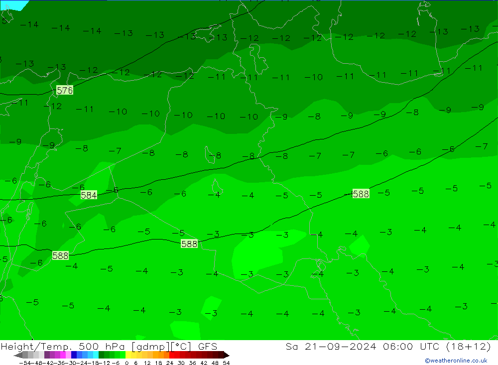 Height/Temp. 500 hPa GFS Sa 21.09.2024 06 UTC