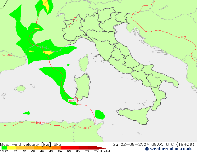 Windböen GFS So 22.09.2024 09 UTC