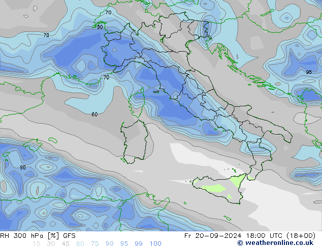 Humidité rel. 300 hPa GFS septembre 2024