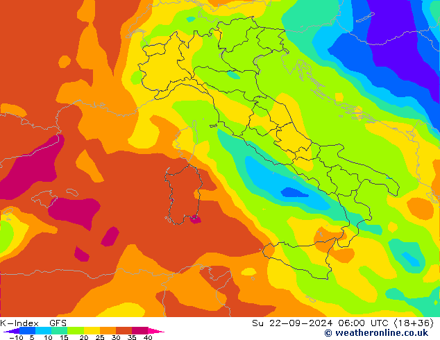 K-İndeksi GFS Paz 22.09.2024 06 UTC