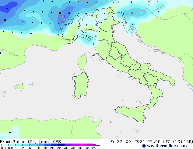 Z500/Yağmur (+YB)/Z850 GFS Cu 27.09.2024 06 UTC