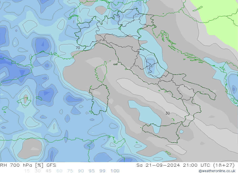 RH 700 hPa GFS Září 2024