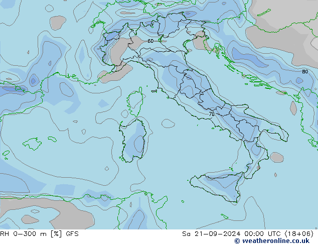 RH 0-300 m GFS Sa 21.09.2024 00 UTC