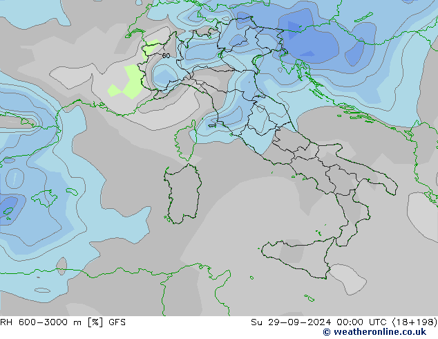 RV 600-3000 m GFS zo 29.09.2024 00 UTC