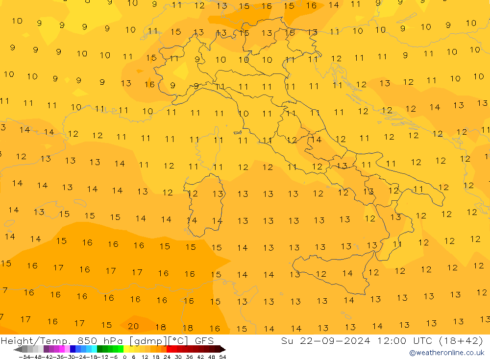 Z500/Rain (+SLP)/Z850 GFS Вс 22.09.2024 12 UTC